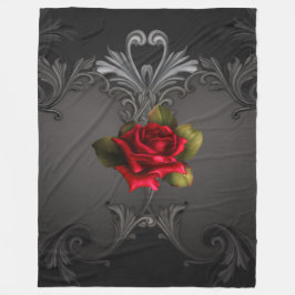 Cobertor De Velo Glamour Gótico Rosa Vermelha Ornamental Preta Glam