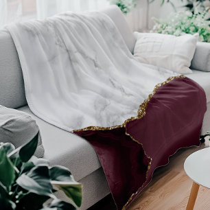 Cobertor De Velo Glitter Dourado Agitado Marble Branco