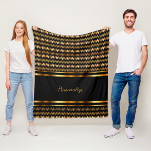 Cobertor De Velo Glitter Dourado e Chevron Preto