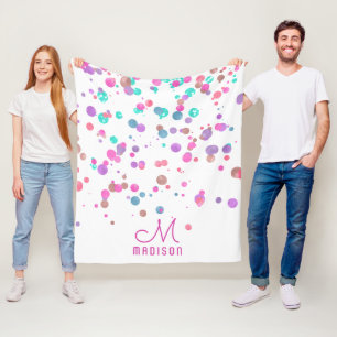 Cobertor De Velo Glitter e Monograma de Foil Confetti