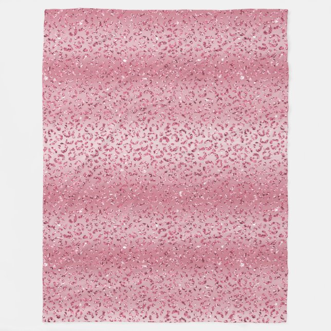 Cobertor De Velo Glitter Leopard de cor rosa-menina (Frente)