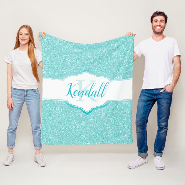 Cobertor De Velo Glitter Teal Monograma (In Situ)