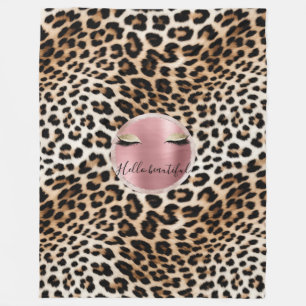 Cobertor De Velo Glitzy Cor de rosa Leve Dourada Eyelashes Leopardo