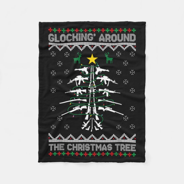 Cobertor De Velo Glocking Around The Christmas Tree Ugly Christmas  (Frente)