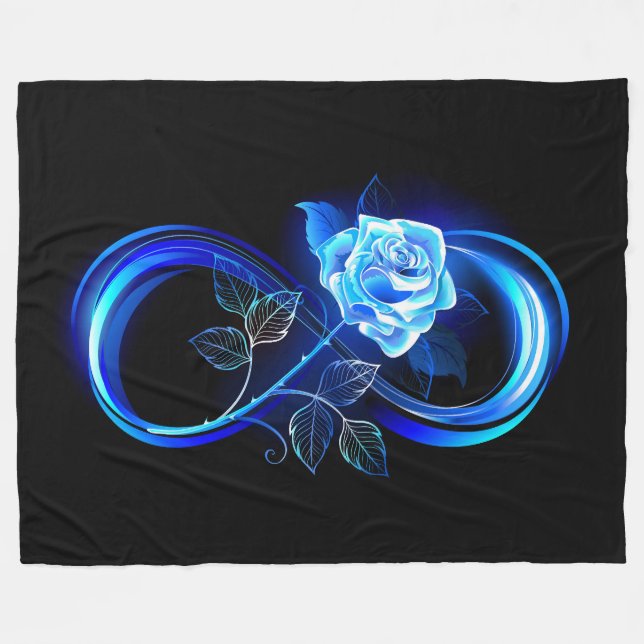 Cobertor De Velo Glowing infinity with blue rose (Frente (Horizontal))