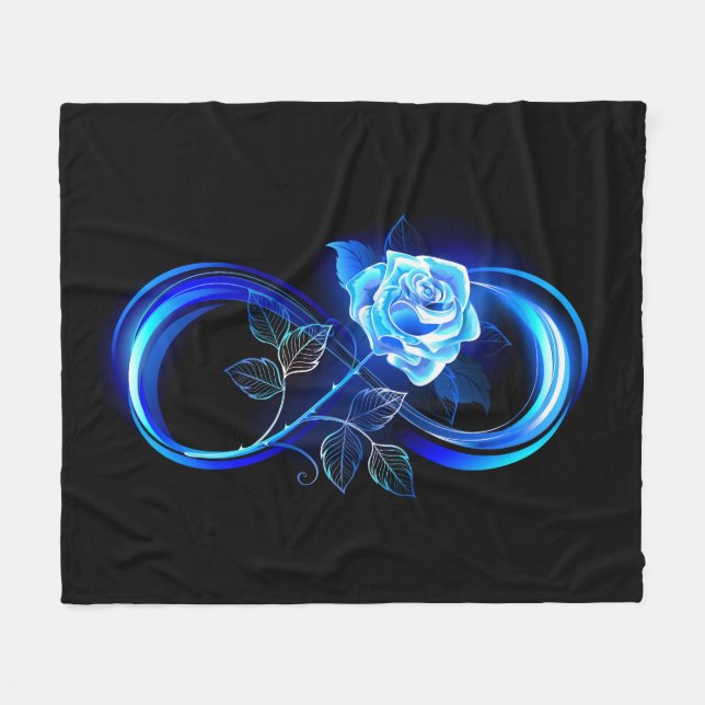 Cobertor De Velo Glowing infinity with blue rose (Frente (Horizontal))