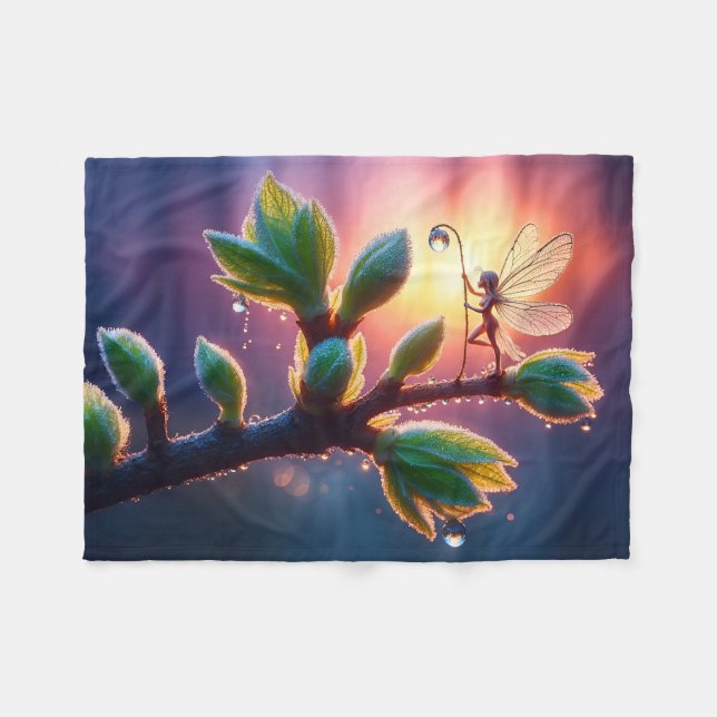 Cobertor De Velo Glowing sunrise background with winged creature (Frente (Horizontal))