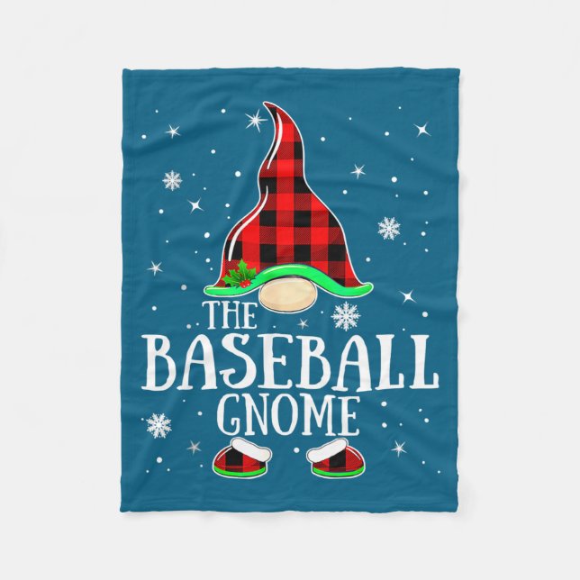 Cobertor De Velo Gnomo de Beisebol Plaid Buffalo Combinando (Frente)
