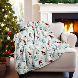Cobertor De Velo Gnomos Invernos de Aquarela no Natal da Neve