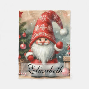 Cobertor De Velo Gnomos Natais vintages Cachorros Arte de Aquarela