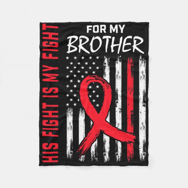 Cobertor De Velo Go Red His Fight Brother Heart Disease Awareness F (Frente)