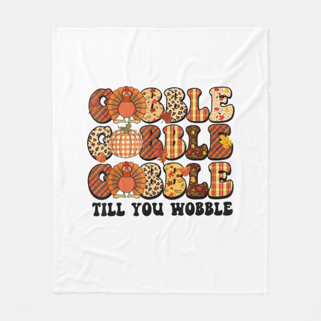 Cobertor De Velo Gobble Até Que Você Acaba A Ação De Graças Engraça (Frente)