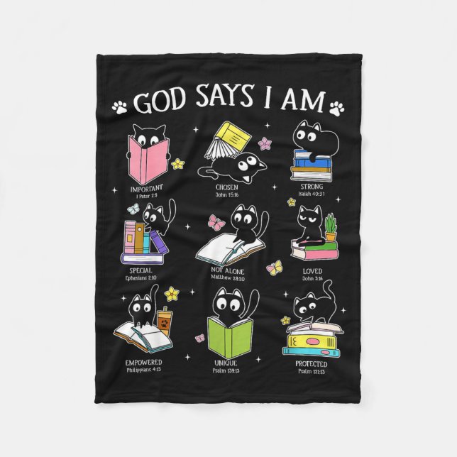 Cobertor De Velo God Says I Am Cat Book Lover Christian Cute Jesus  (Frente)