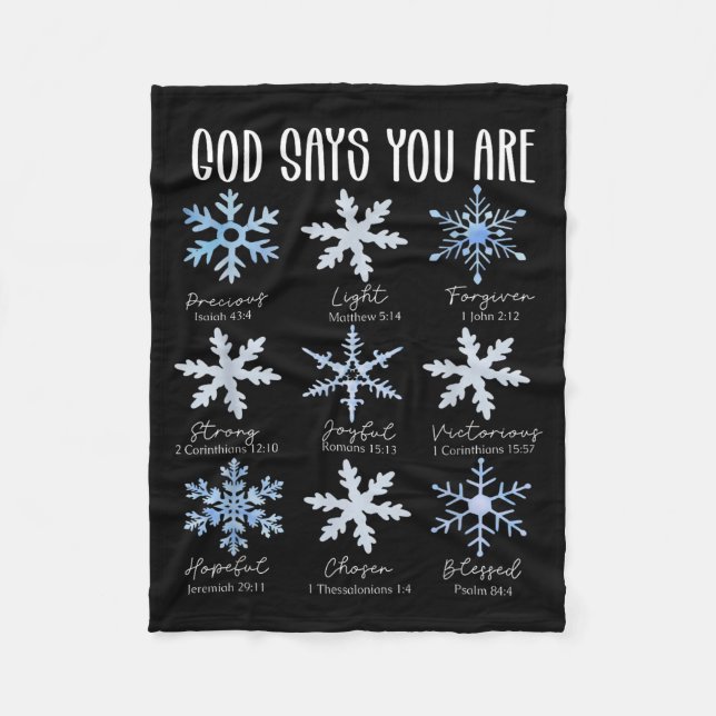Cobertor De Velo God Says You Are Christian Snowflake Christmas Bib (Frente)