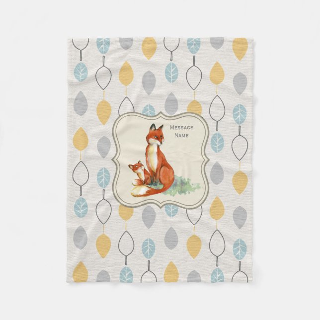 Cobertor De Velo Godchild Gift Idea Personalizada Fox Blanket (Frente)
