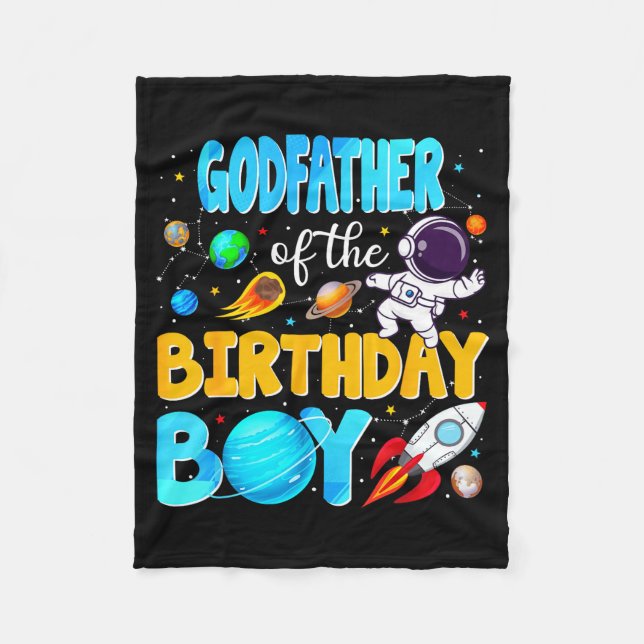 Cobertor De Velo Godfather Of The Birthday Boy Space Astronaut 1st  (Frente)