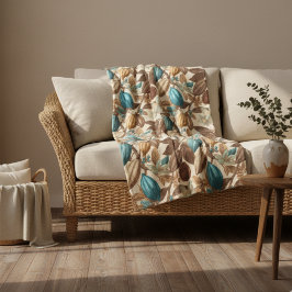 Cobertor De Velo Gold Brown Turquoise Cacao Pattern