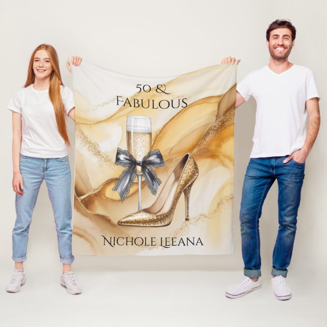 Cobertor De Velo Gold Glitter High Heel 50 & Fabulous Birthday (In Situ)