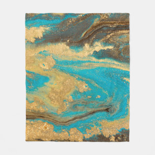 Cobertor De Velo Gold marbling texture design. Blue and golden marb