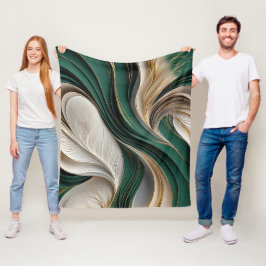 Cobertor De Velo Golden Air – Esmeralda & Ouro Fluindo Abstrato
