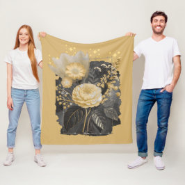 Cobertor De Velo Golden Magical Floral Bouquet in Silver Frame
