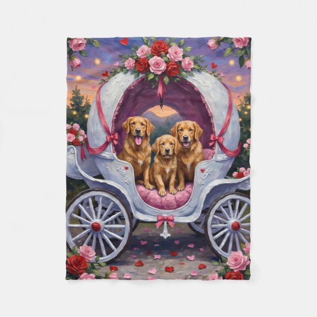 Cobertor De Velo Golden Retriever Dog Valentine's Day  (Frente)