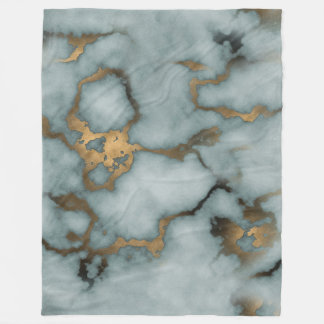 Cobertor De Velo Golden Vein Marble Ocean Mist Fleece Blanket