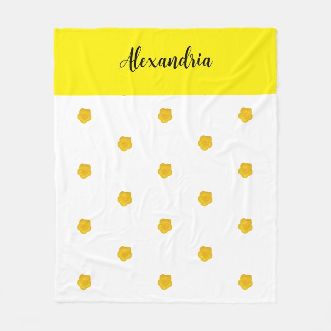 Cobertor De Velo Golden Yellow Wildflower Photo Name Monogram (Frente)