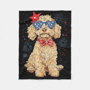Cobertor De Velo Goldendoodle 4º De Julho, Doodle Ouro Patriótica D