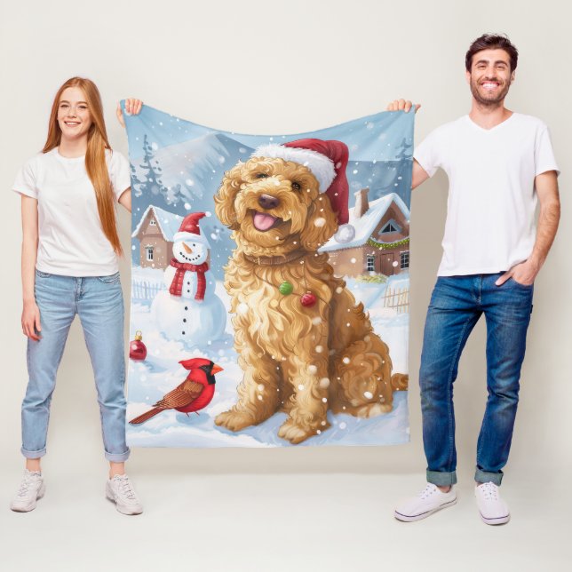 Cobertor De Velo Goldendoodle Natal Encantado Alegria de Natal (In Situ)