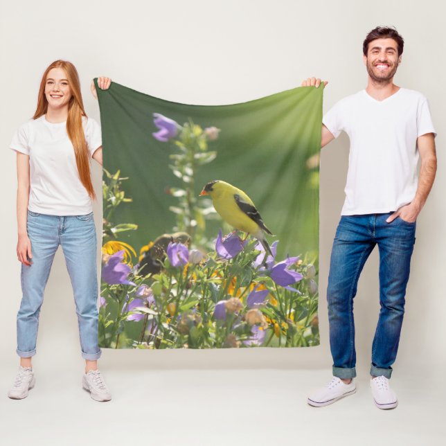 Cobertor De Velo Goldfinch em uma Flor Harebell (In Situ)