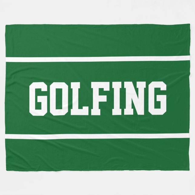 Cobertor De Velo GOLFING Sporty White Text Stripes On Forest Green (Frente (Horizontal))