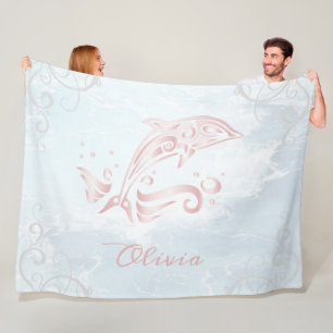 Cobertor De Velo Golfinho rosa - Folheto Personalizado de Folha