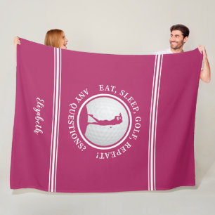 Cobertor De Velo Golfista Moderno Monograma Nome Golfe Fofo Rosa