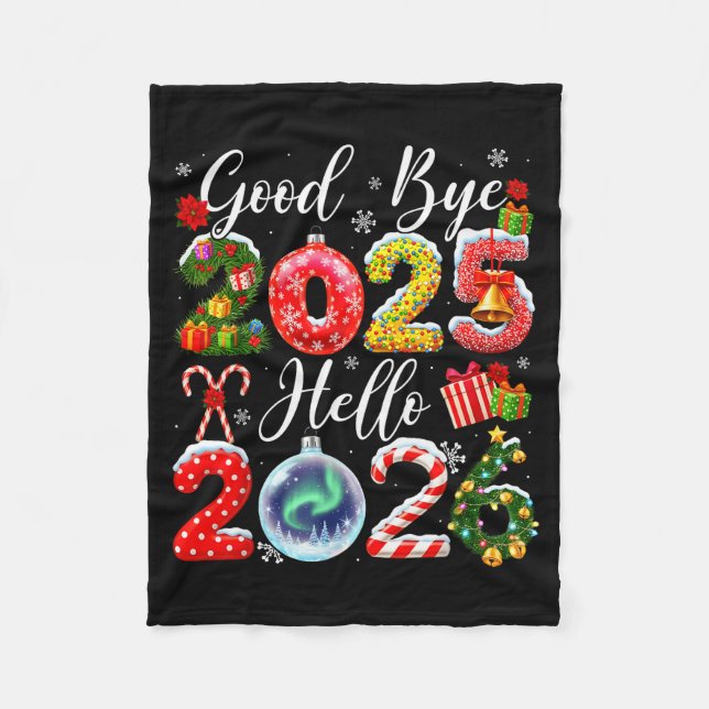 Cobertor De Velo Goodbye 2025 Hello 2026 Merry Christmas Happy New  (Frente)