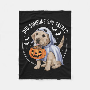 Cobertor De Velo Gostosuras de Fantasma Labrador Filhote Halloween 