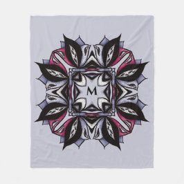 Cobertor De Velo Gótica Floral Mandala Roxo Monograma Preto Cor-de-