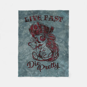 Cobertor De Velo Gótica Pirata Skull Mulher Viva Fast Die Bonito
