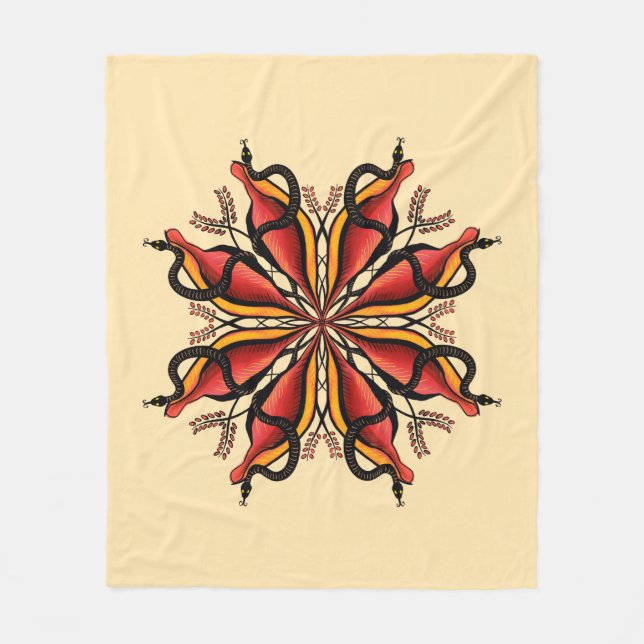 Cobertor De Velo Gótico Cobra Estilo de Tatuagem da Flor (Frente)