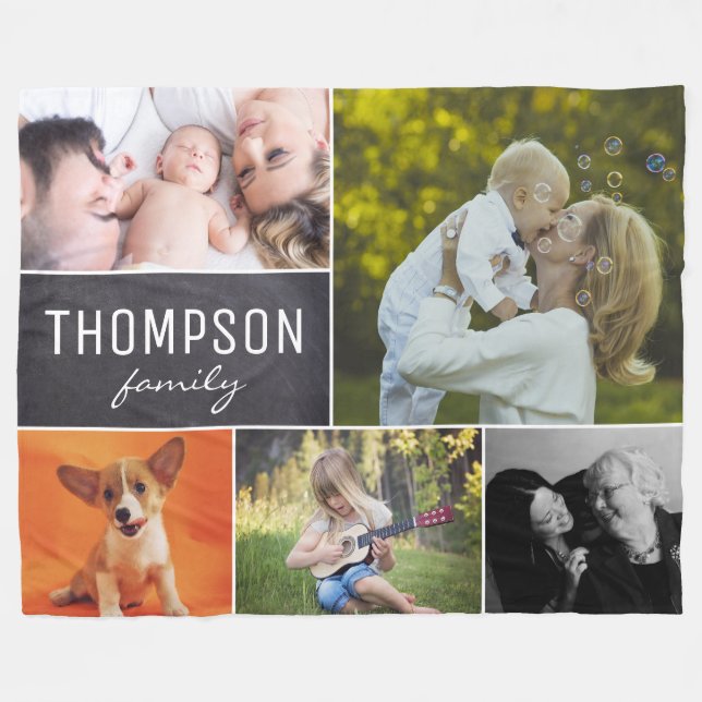 Cobertor De Velo Grade de Bloco de Fotografias de Colagem da Famíli (Frente (Horizontal))