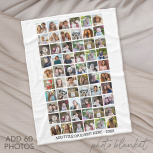 Cobertor De Velo Grade de Colagem de 60 Fotos - Texto Personalizado