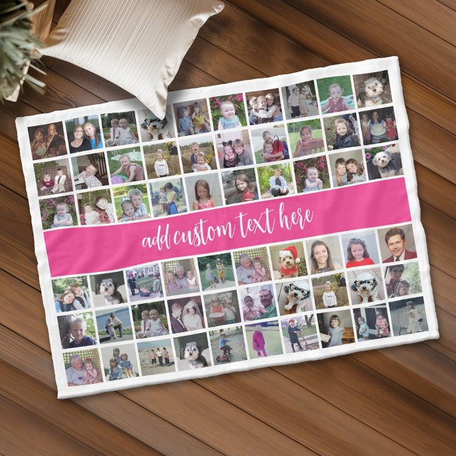 Cobertor De Velo Grade de Colagem de Fotos 60 - Texto do Script - r (Custom Fleece Blanket - Add Photos and Text)