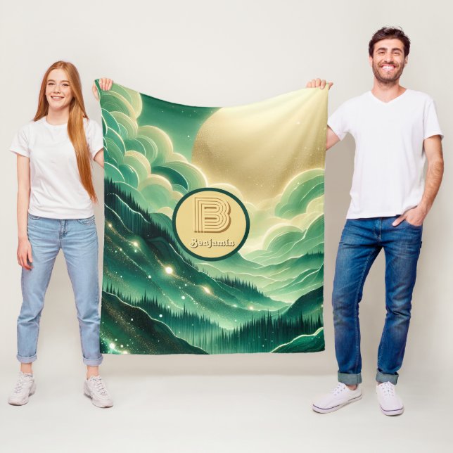 Cobertor De Velo Gradient Emerald Kelly Green Glitter Monograma (In Situ)