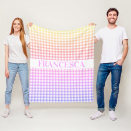 Cobertor De Velo Gradiente Pastel Personalizado Gingham - Blanket R