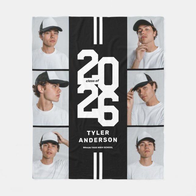 Cobertor De Velo Graduação de Colagem de Fotos com Formando Atletic (Frente)