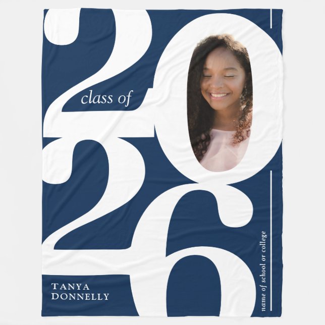 Cobertor De Velo Graduação de Foto Azul 2025 (Frente)