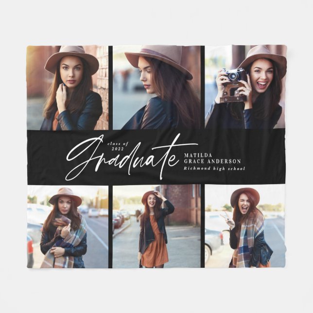 Cobertor De Velo Graduação de guião preto multifoto moderna (Frente (Horizontal))