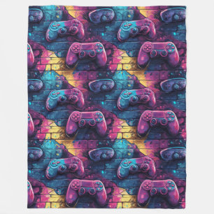 Cobertor De Velo Graffitti GameController Padrão Urbano Sala de Gam