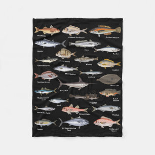 Cobertor De Velo Gráfico de Identificação de Peixes Antigos Pesca