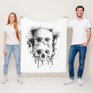 Cobertor De Velo Gráfico de respingo de tinta preta Skull Drip